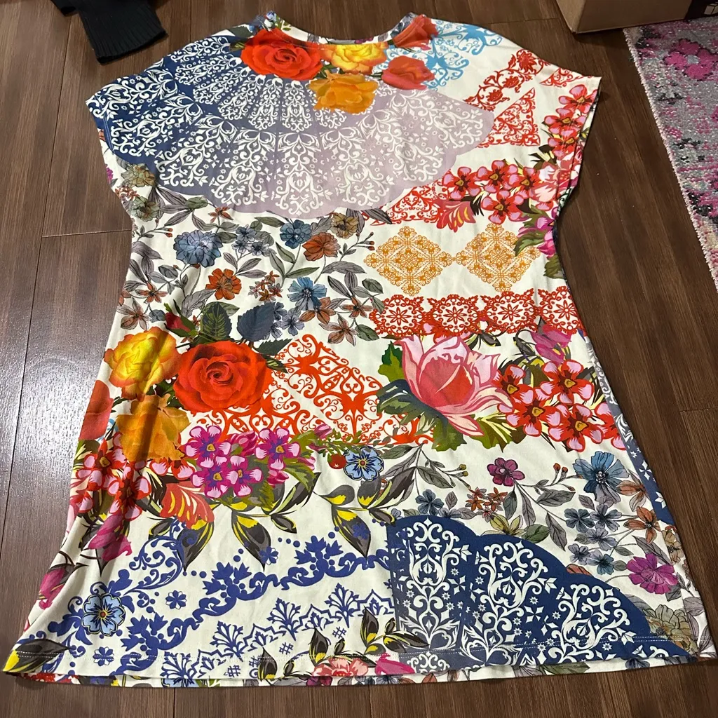 Johnny Was Tango Tunic Top Relaxed Fit Dolman Sleeve Tee Floral Boho Colorful S - Image 4