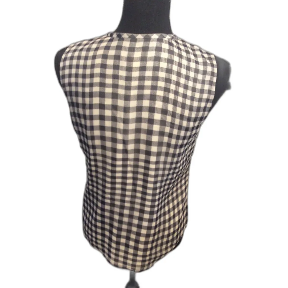 J. Crew Silk Plaid V Neck Sleeveless Top Size 2 Career Womens - Image 2