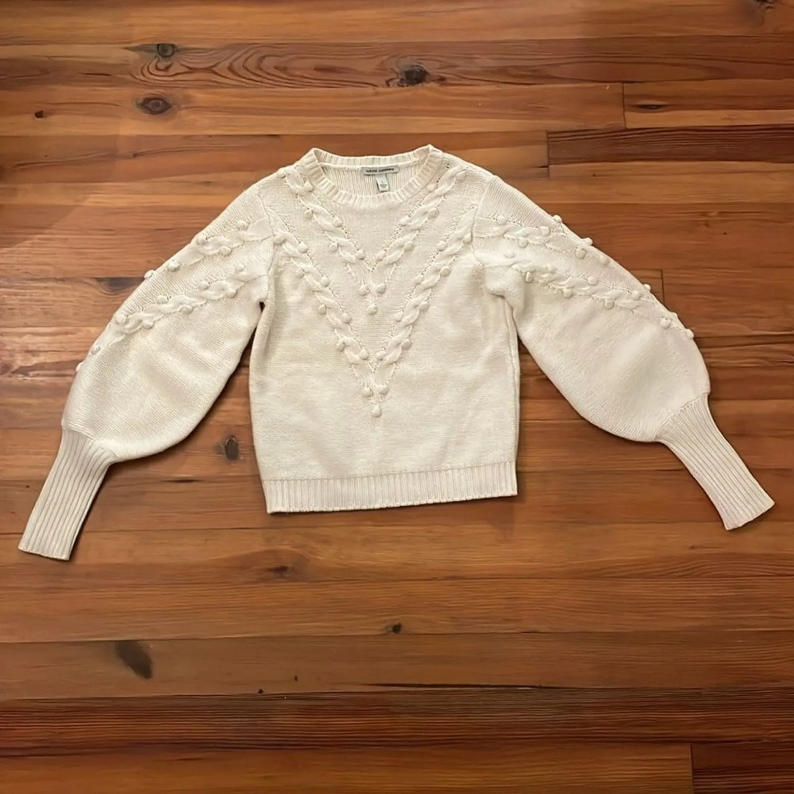 Autumn Cashmere Cream Popcorn Cable Knit Sweater Womens Size Small - Image 5