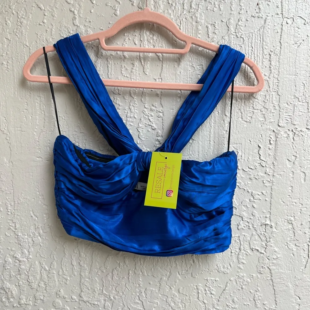 blue satin crop top XS - Image 2