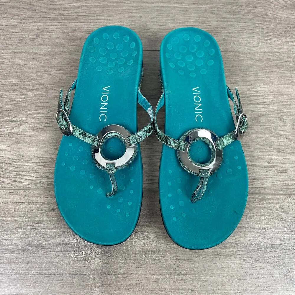 Vionic Teal Blue Snakeskin Karina Sandal Sz.9 - Image 2