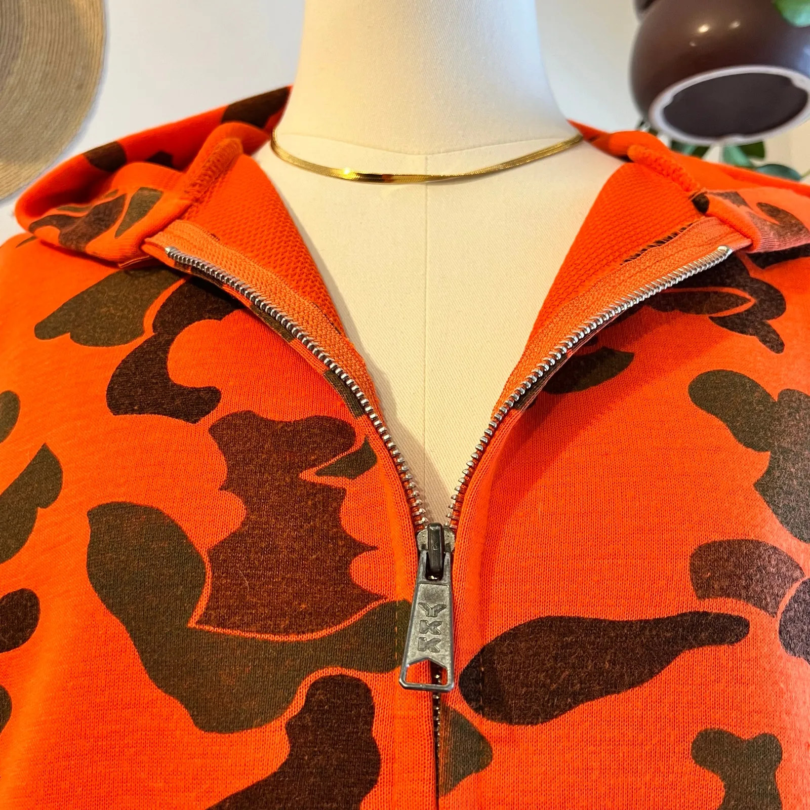 Sno King USA Made Blazer Camo Zip Up Hooded Sweatshirt Jacket Size XL Unisex Orange - Image 3