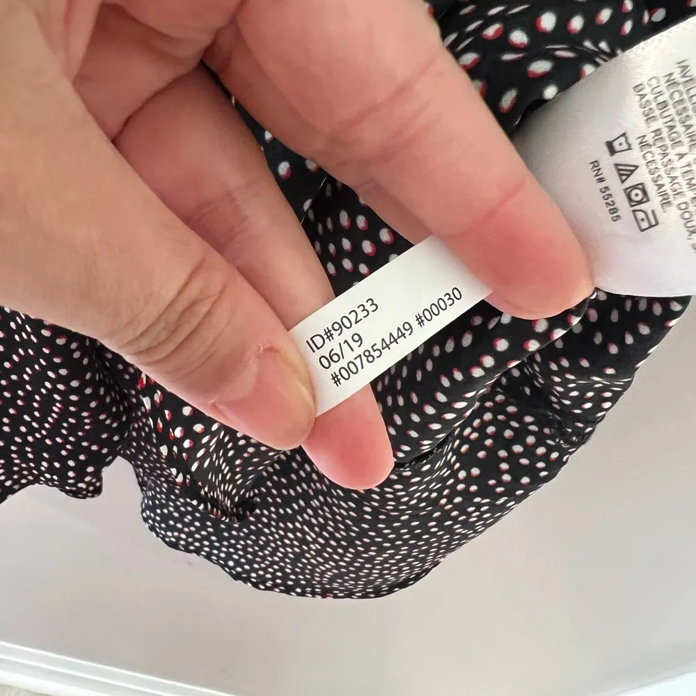 NWT Express black polka dot red ruffle hem long sleeve waist tie mini dress Sz L - Image 5