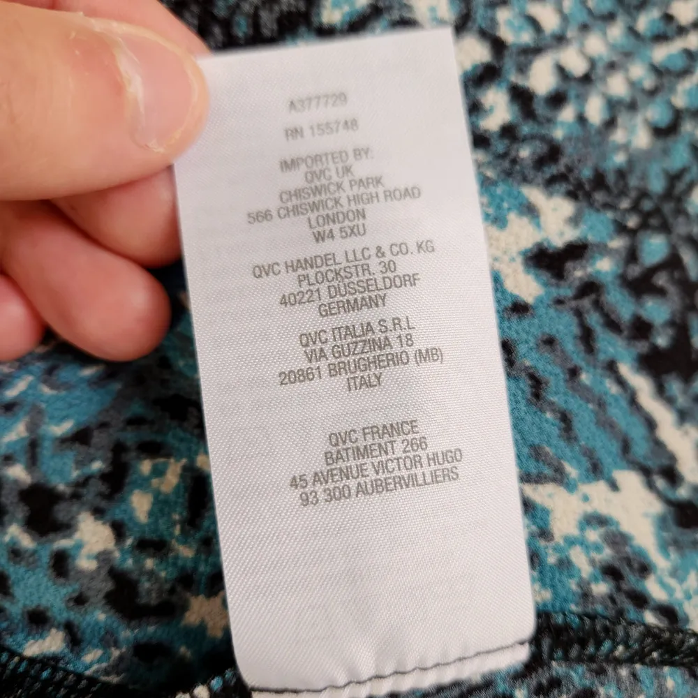 Attitudes by Renee Crepe Reptile Printed Asymmetric Top Blue Teal X - Image 12