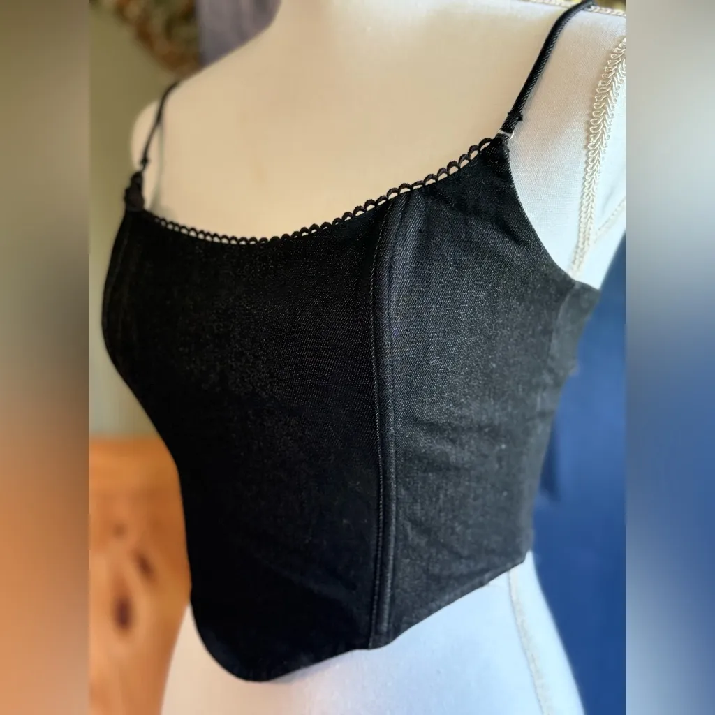 White Fox Boutique Black Sleeveless Bustier 100% Cotton Camisole size S NWOT - Image 2