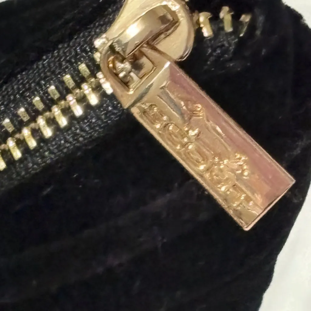 Scout Velvet Black Mini Tote With Dual Handles & Gold Quilted Interior Zip Close - Image 12