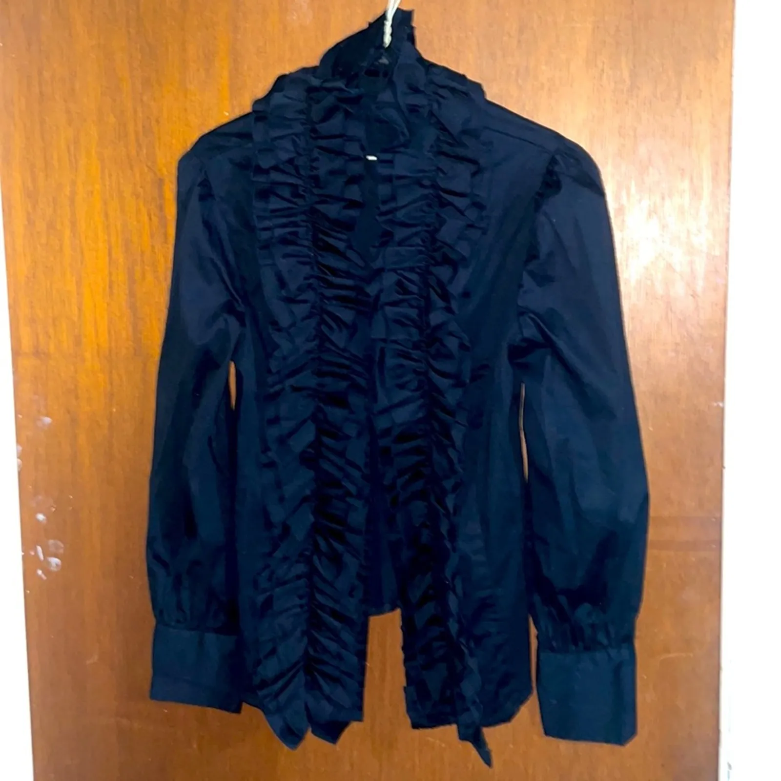 Black Y2K ruffle steampunk button shirt Size M - Image 4