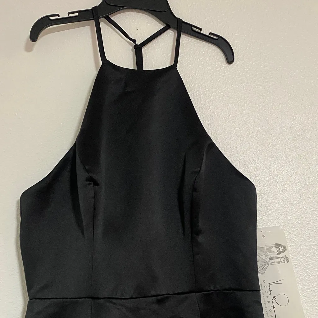 Hayley Paige Occasions Black Halter Maxi Dress - Image 2