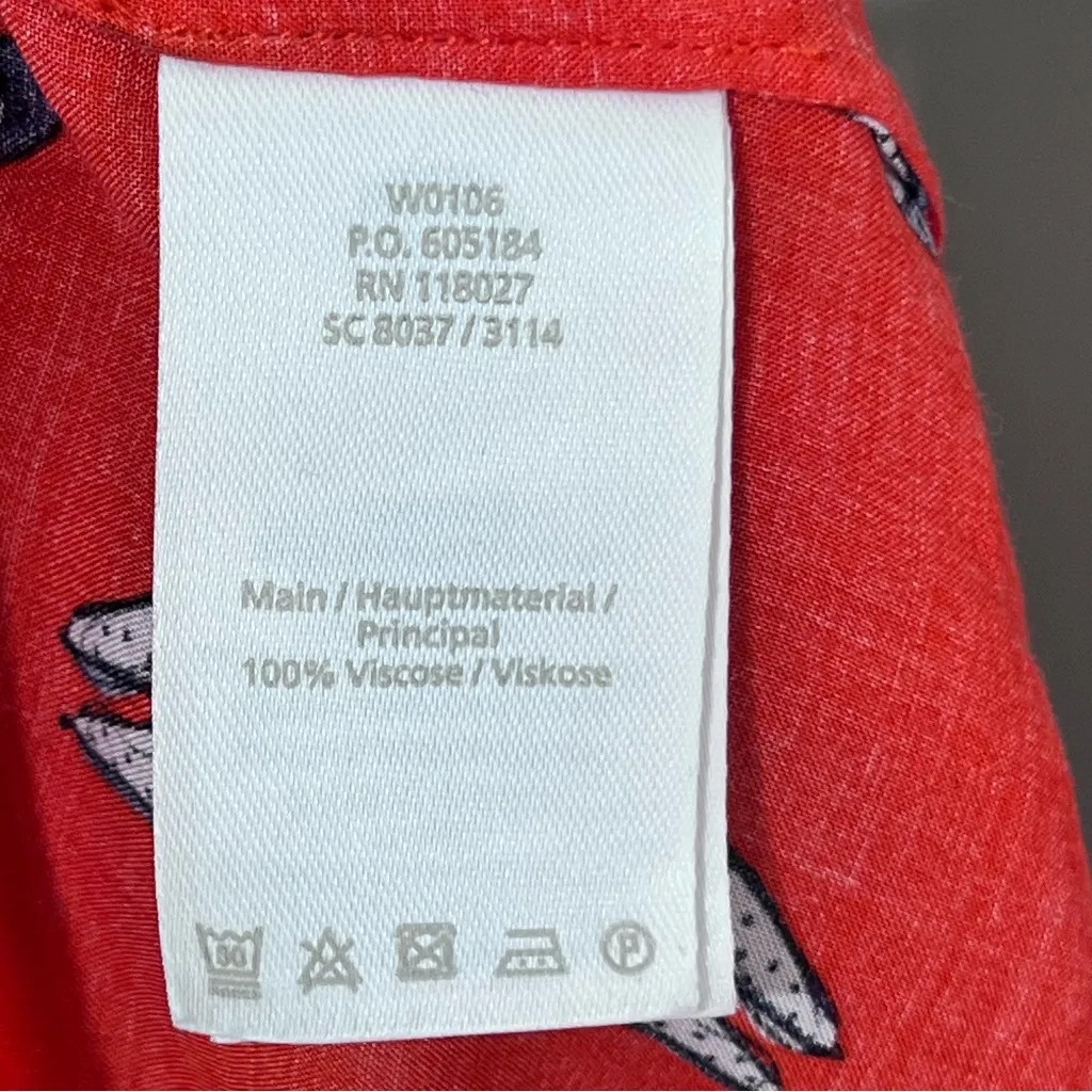 Boden Paris Red Blouse with Ballet Flat Print Size 6 - Image 8