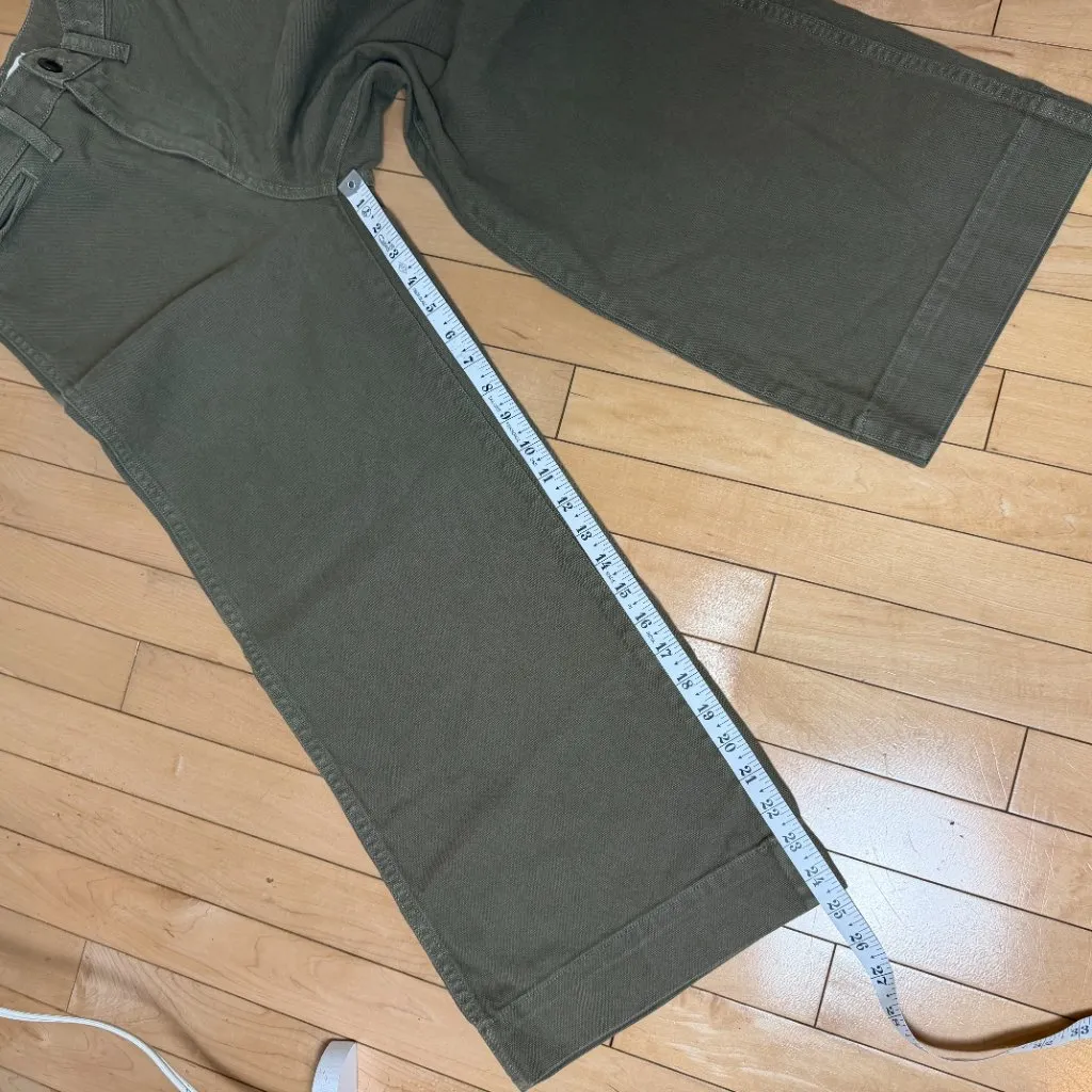 MADEWELL Emmett Wide Leg Crop Trousers Pants Size 26 Olive Green Brown - Image 6