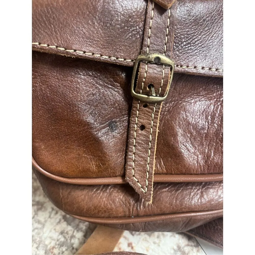 Moroccan leather backpack boho unisex Brown - Image 8