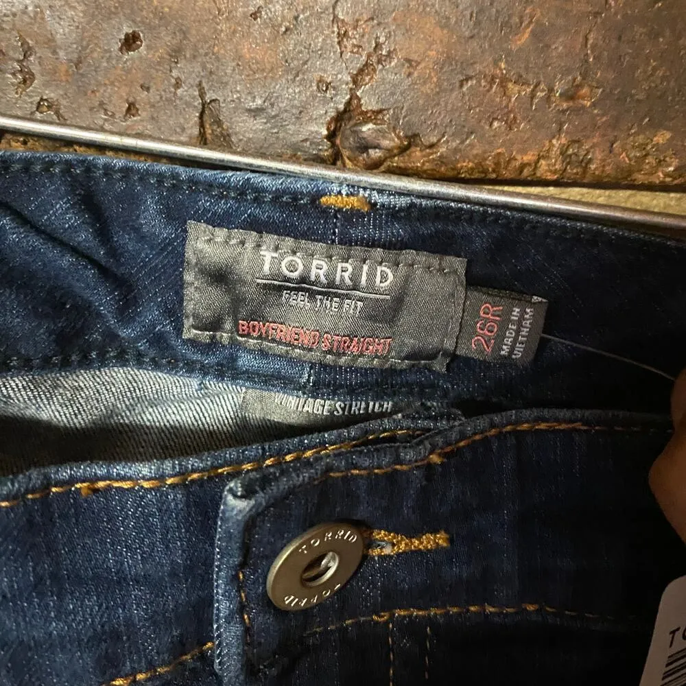 NWT Torrid Undercover Dark Blue Denim Boyfriend Straight Mid Rise Jeans Size 26 - Image 7