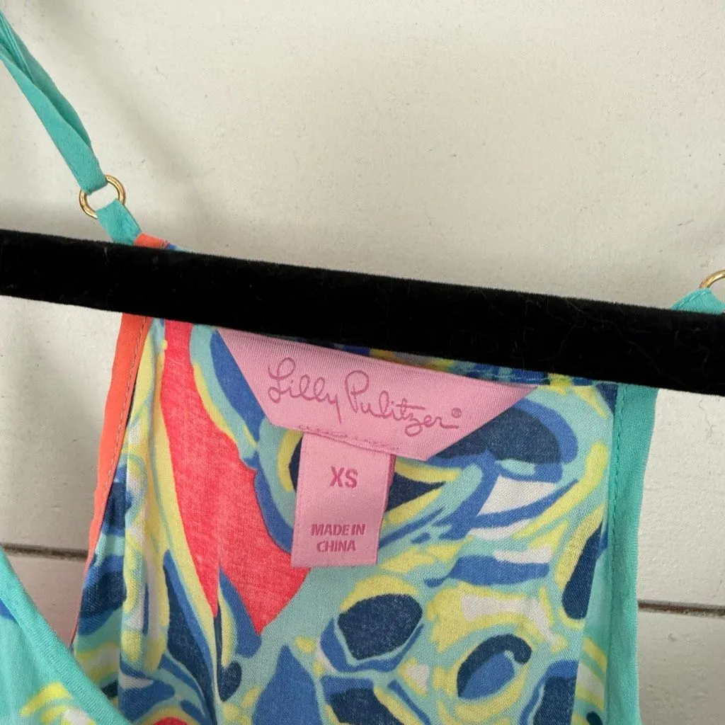 Lilly Pulitzer Women’s XS Fleur Blue Patterned Tank Top - Image 2