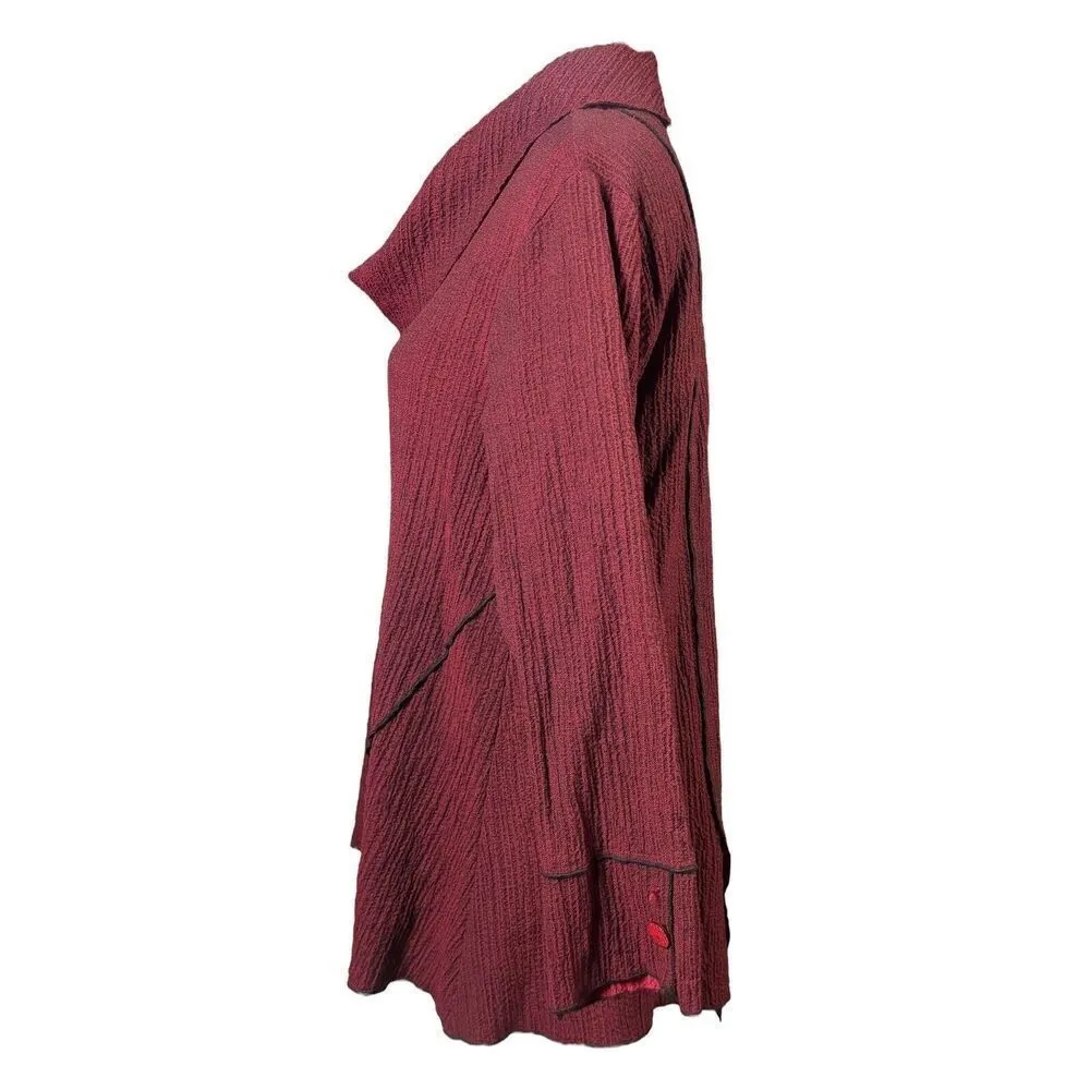 Habitat Clothes To Live In Tunic Size Medium Burgundy Cowl Neck Lagenlook Boho Red - Image 3