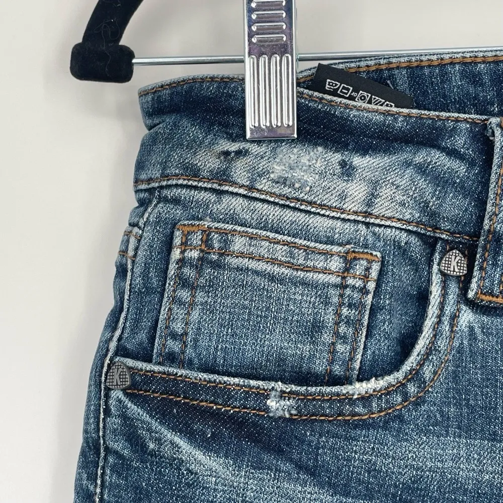 KUT From The Kloth Women Blue Rolled Hem Distressed Sophie Bermuda Shorts Size 2 - Image 7