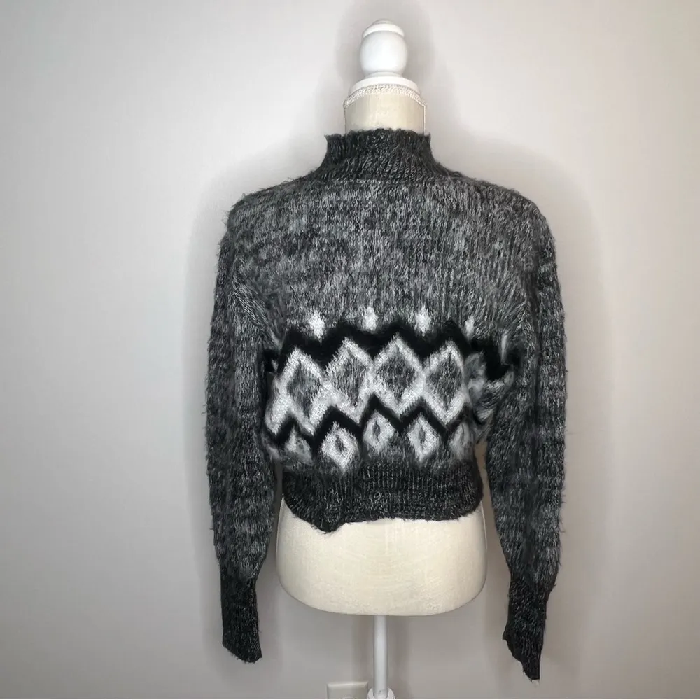 ABOUND Women's Size Large Argyle Mock Neck Crop Sweater - Image 2