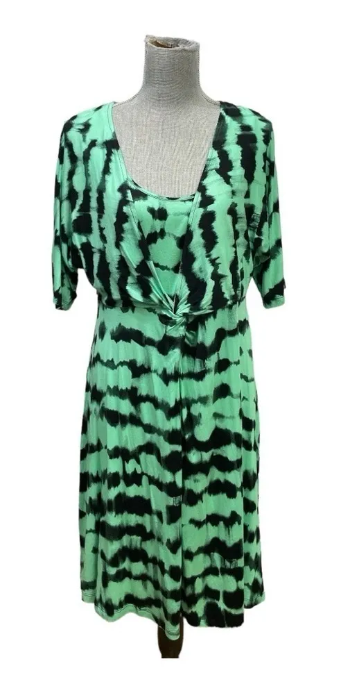 Belle Gray dress by Lisa Rinna, Green and Black tie dye design size M Size M - Image 1