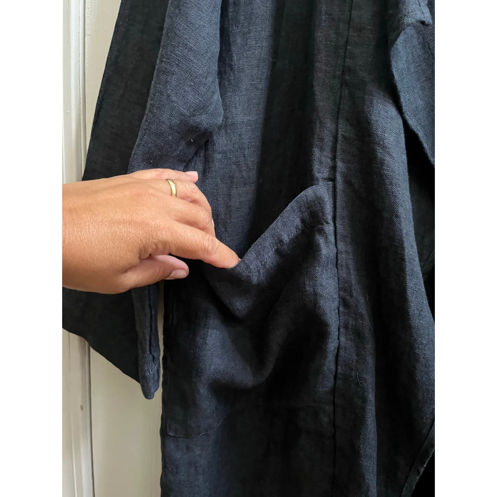 Garnet Hill New Modern Linen Oversize Open Front Pocket Topper Medium Breathable - Image 7