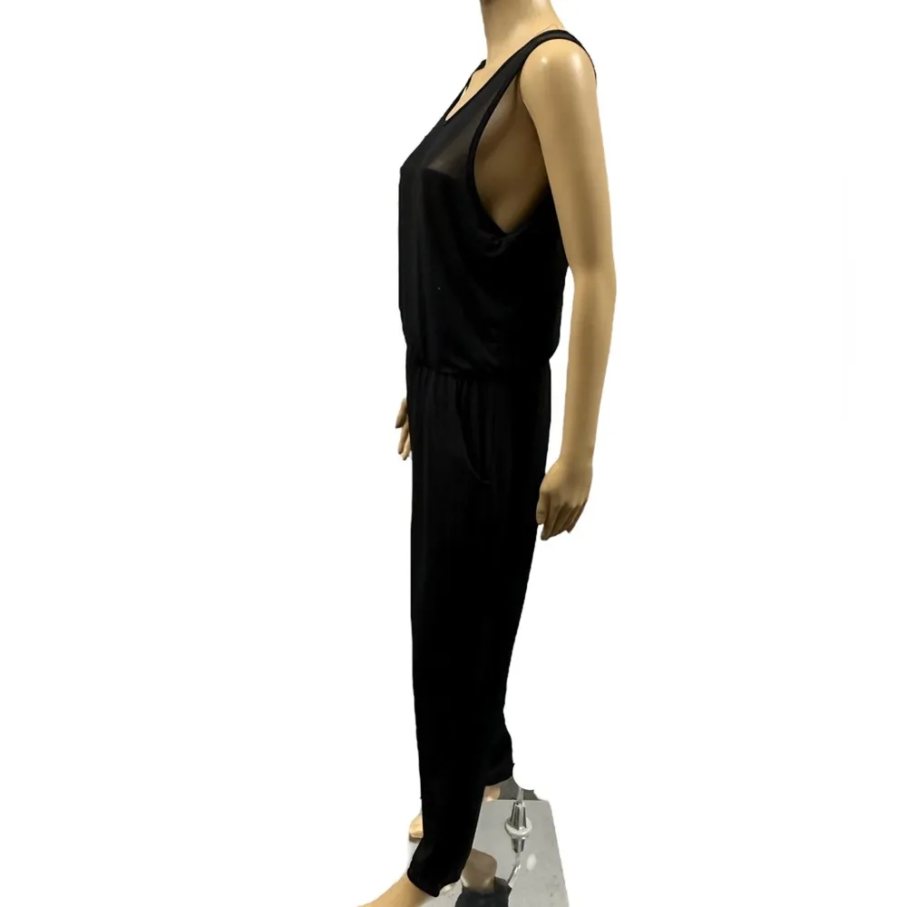 Nicole by Nicole Miller Black Stretch Comfort Sleeveless Pocket Jumpsuit Medium - Image 8