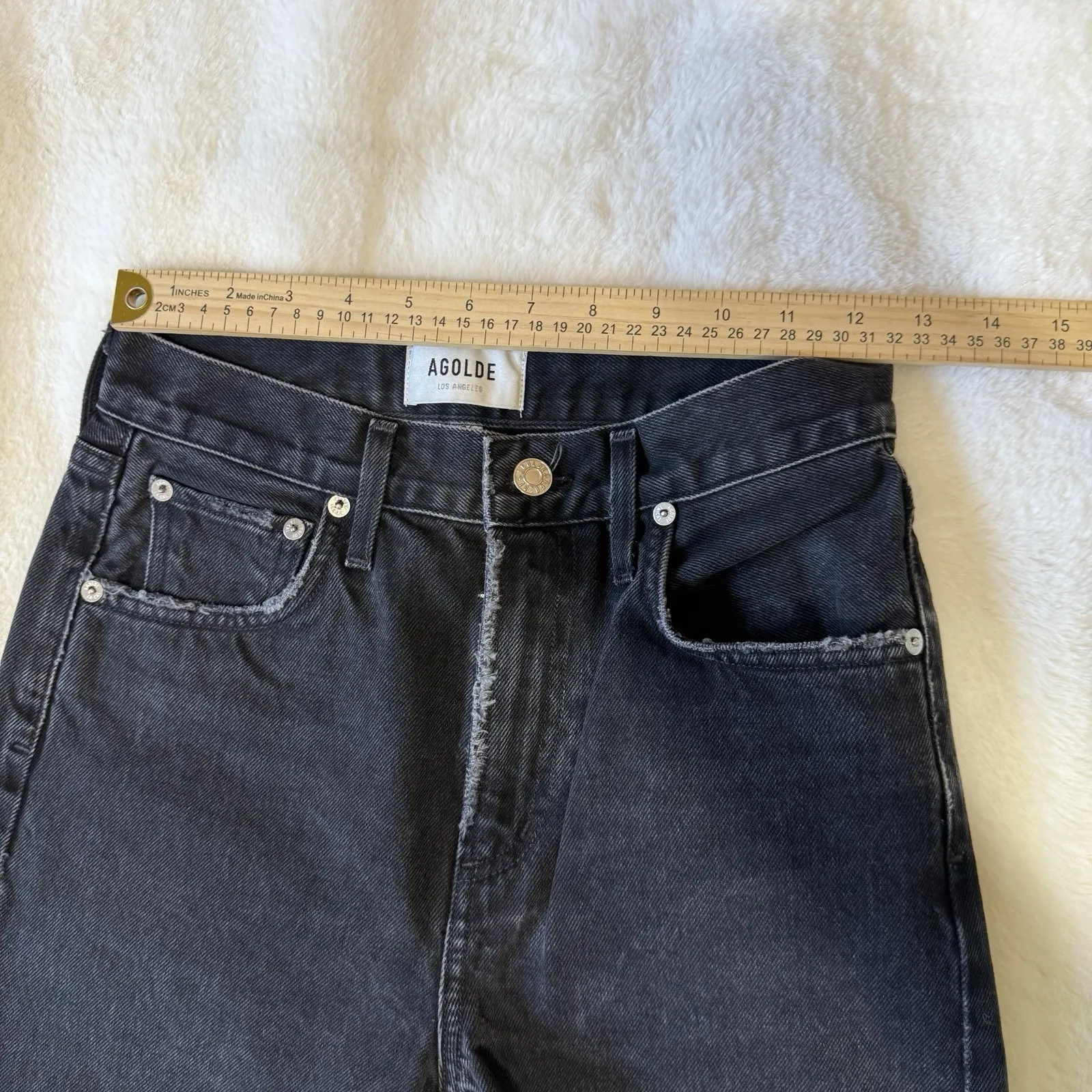 AGOLDE Cherie HIGH RISE STRAIGHT Fit Size 24x 29L Made in USA Black - Image 8