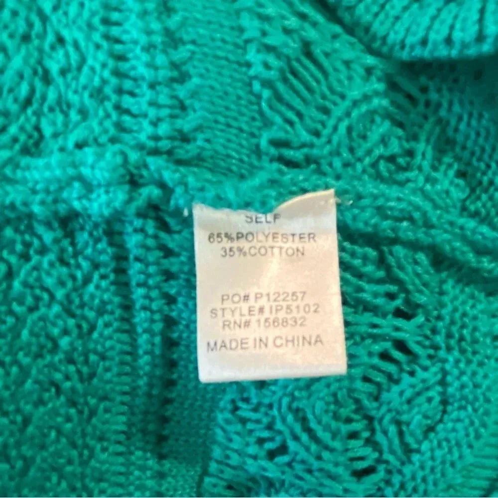 BiBi Urban Outfitters Crochet Sweater Cropped Cuff Sleeves Size‎ XL Green - Image 7