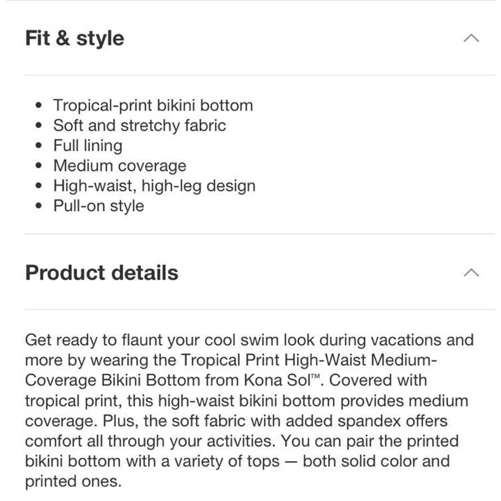 Kona Sol High Waist Coverage Bikini Bottom Tropical Print Women’s S - Image 2