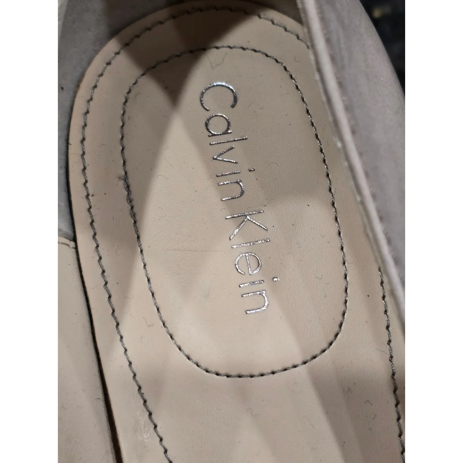 Calvin Klein Peep Toe Wedge Pumps Women's 7.5M Beige Patent Leather Comfort Heel - Image 6