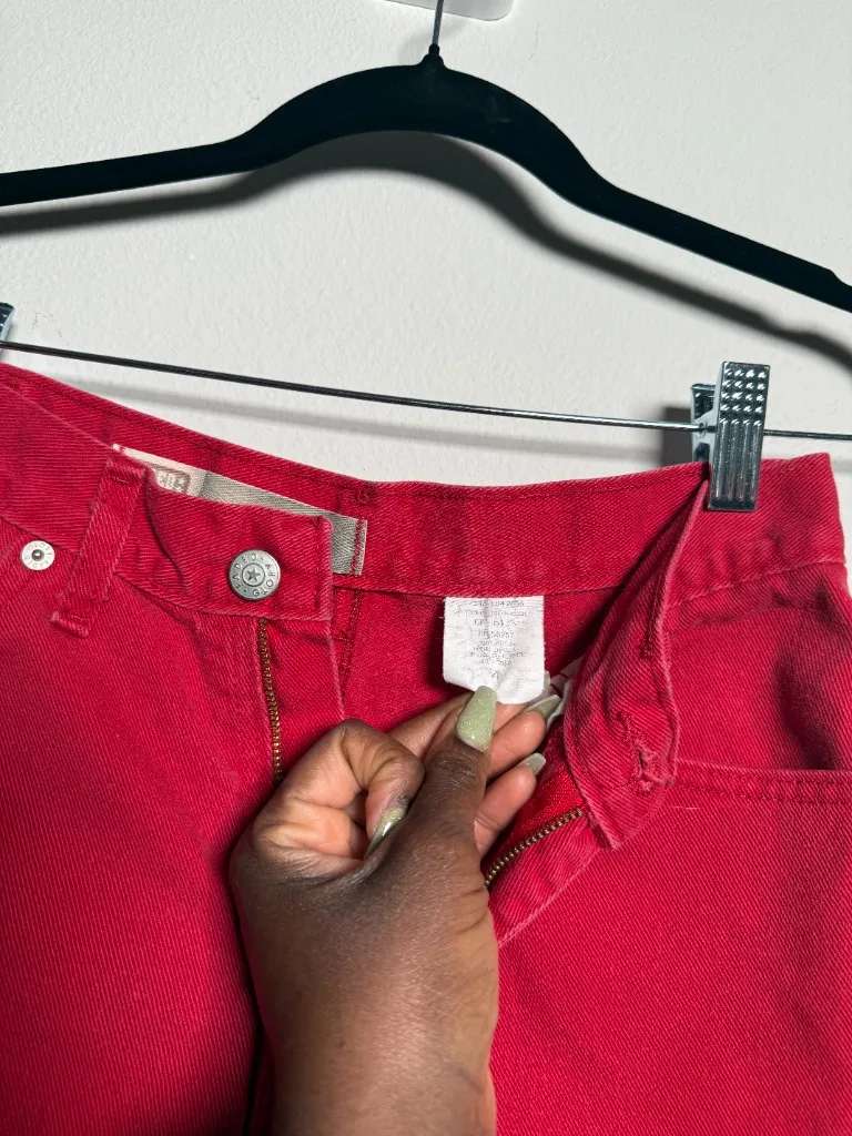 vintage Red Denim Shorts  - Image 4