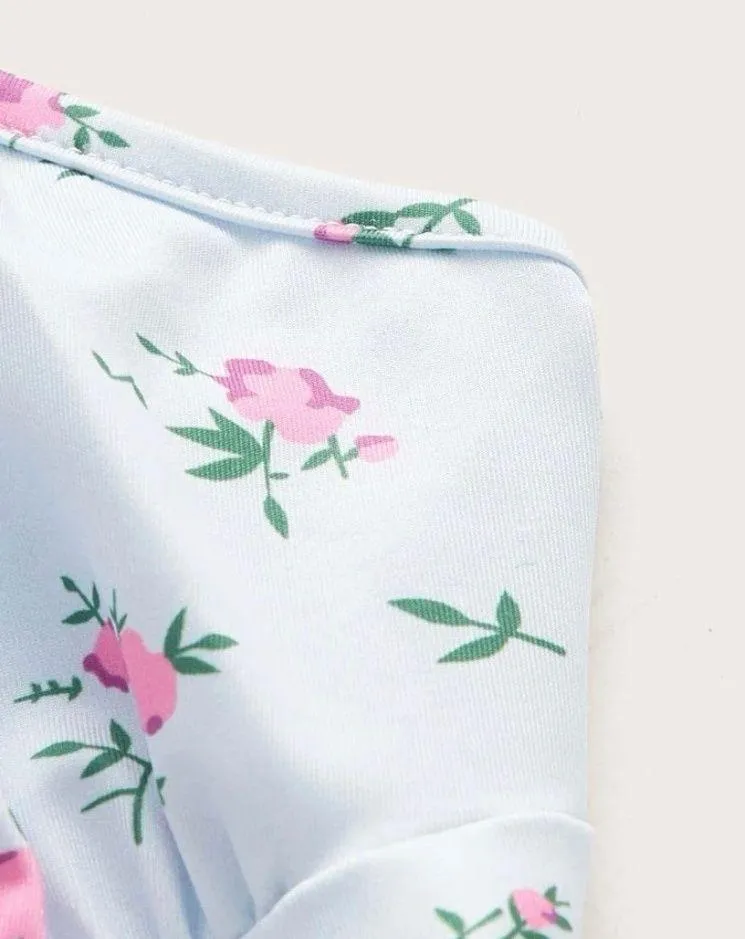 Floral Split Ruched Bust Knot Cami Dress - Image 4