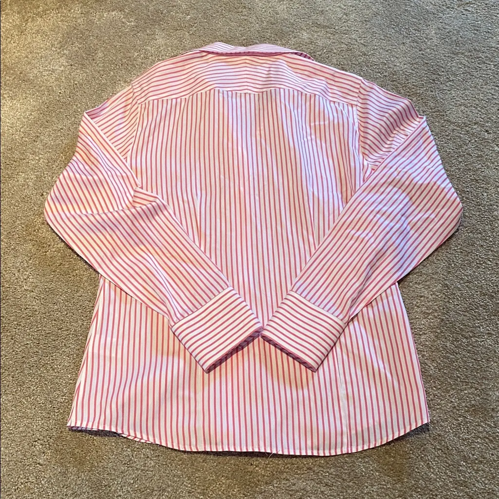 Paperwhite Cotton Silk Fitted Button Down Professional L/S Stripe Pink White 4 - Image 11