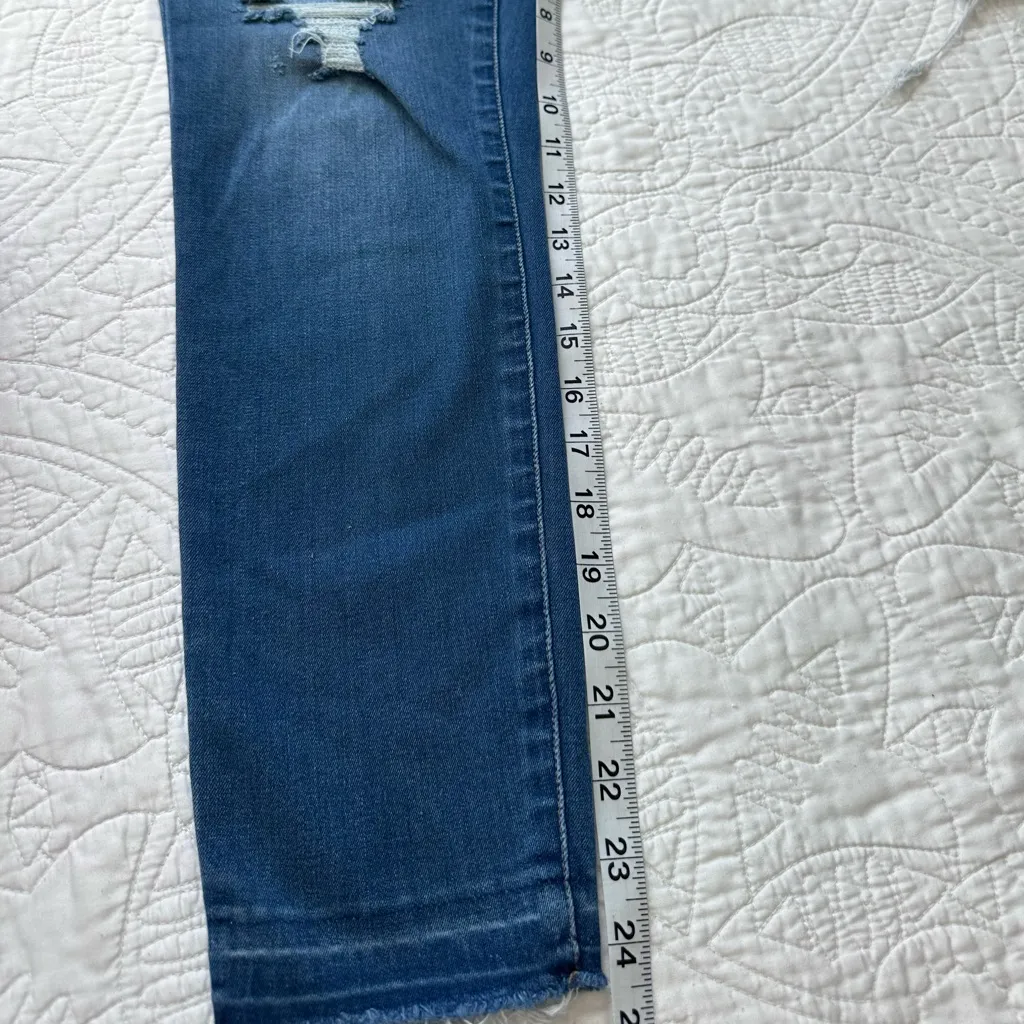 Madewell 10" High Rise Skinny Jeans Distressed Size 28 Stretch Raw Hem - Image 8