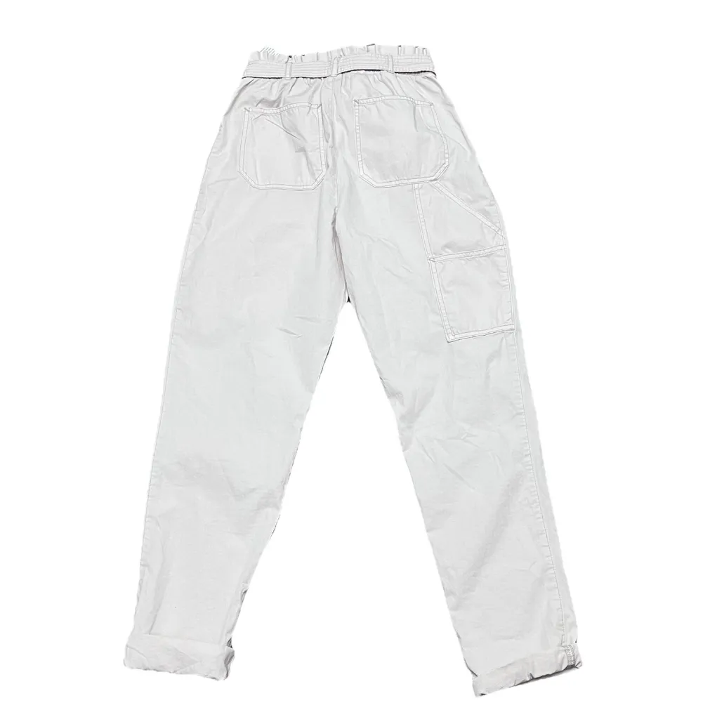 Abercrombie & Fitch Ivory Paperbag Waist Pants Women’s S High Rise Belted Preppy - Image 3