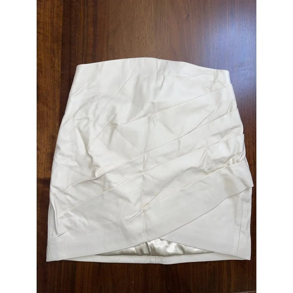 Lovers and Friends Khat Leather Mini Skirt in Ivory Small new womens - Image 4