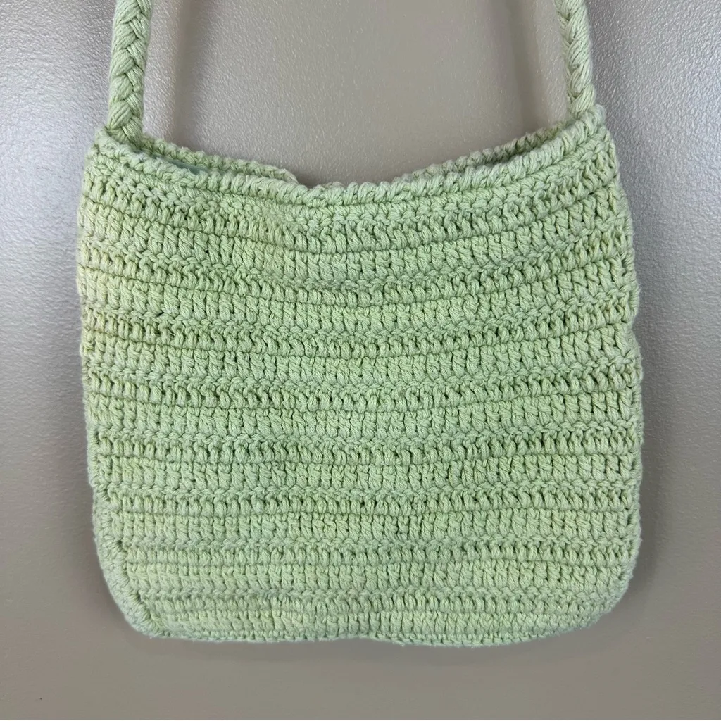 Crochet Floral Granny Squares Crossbody Bag Purse Boho Y2K Vintage Green - Image 6