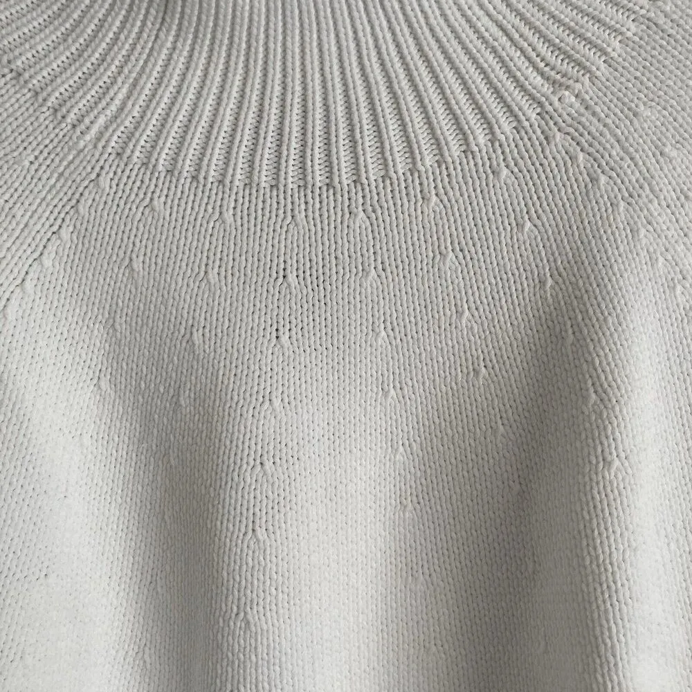 J.Crew  Womens Cotton Knit Long Sleeve Mock Neck Sweater Top White Size Medium - Image 4