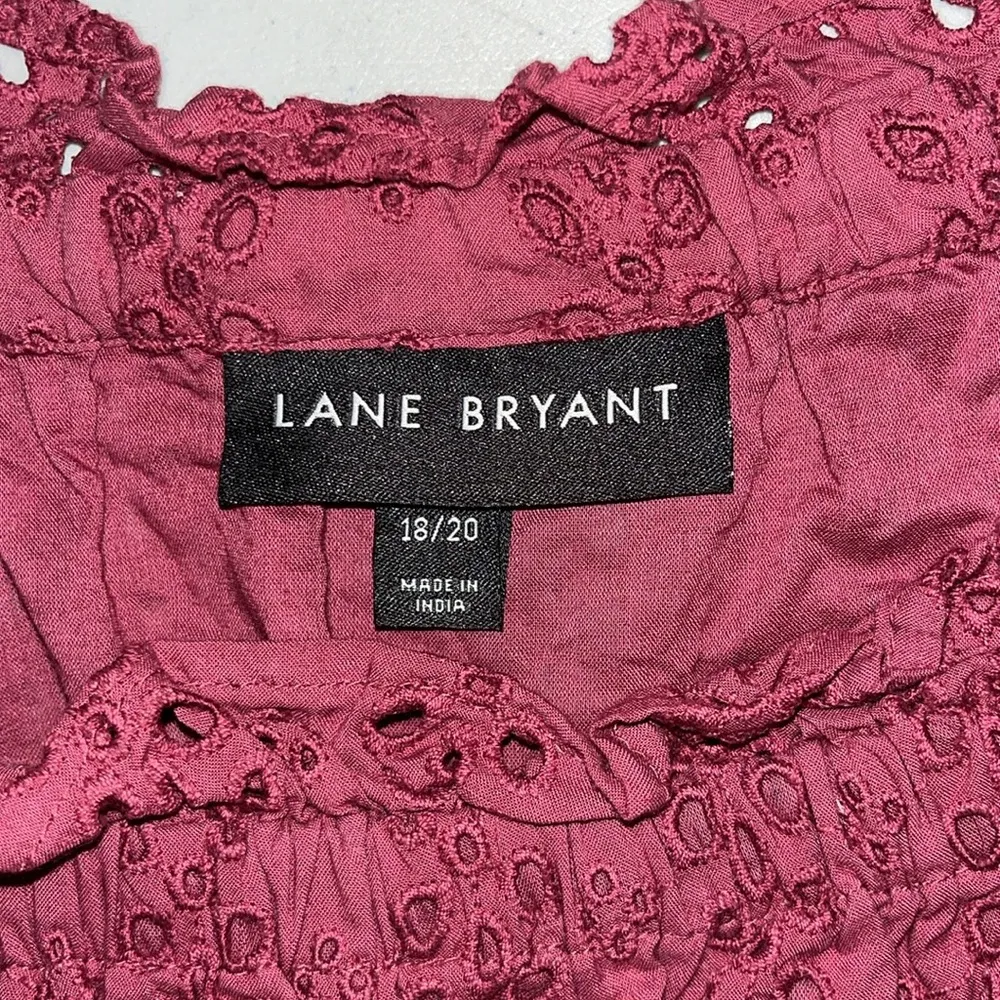 Lane Bryant Sz 18/20 Pink Eyelet Embroidered Off the Shoulder Peasant Shirt Top - Image 4