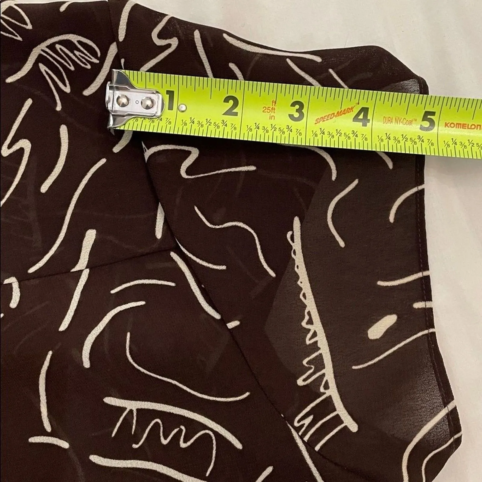 Liz Claiborne Brown Abstract Print Cap Sleeve Button Up Shirt Womens Size 14 - Image 5