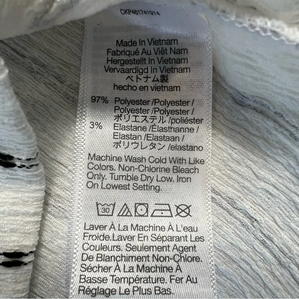 Madewell XXS Stripe White Blouse Short sleeve V-Neck Boho Light Academia Top - Image 5