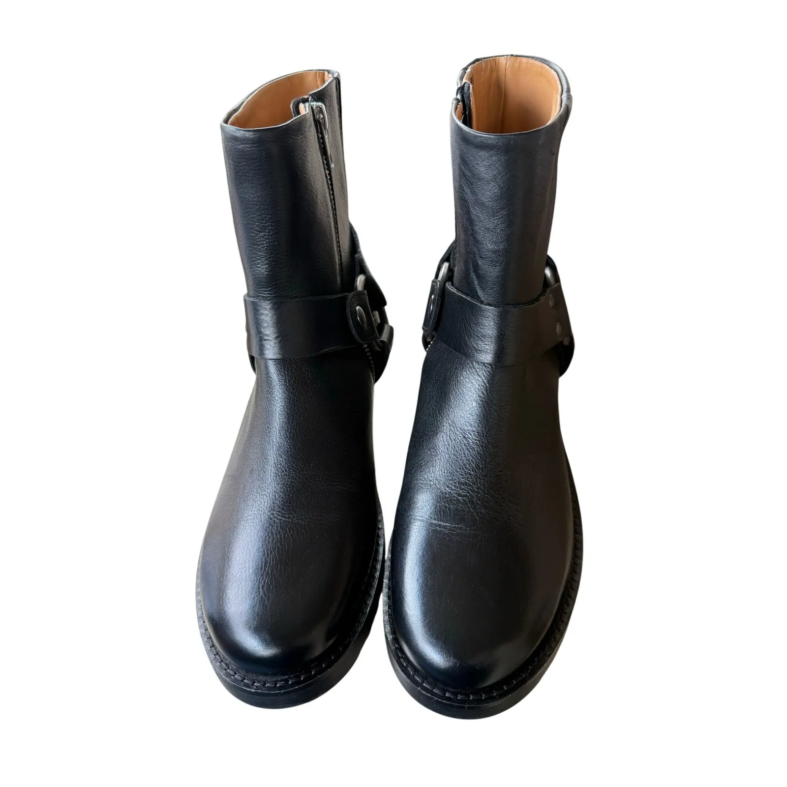 Frye Veronica Flex Harness Ankle Boots Black Womens 8.5 Zip Leather - Image 3