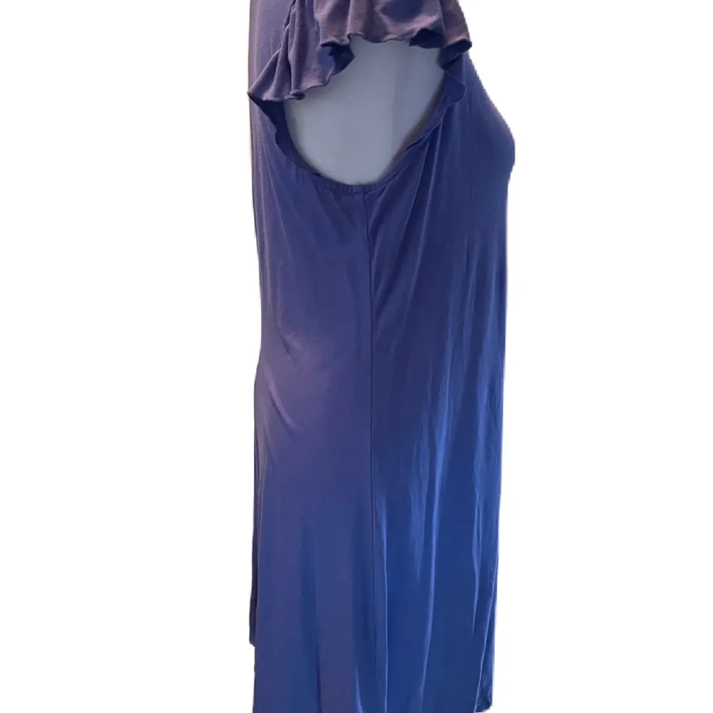 Loose Fit Ruffle Short Sleeve Round Neck Lavender Above the Kneee Dress - Image 3