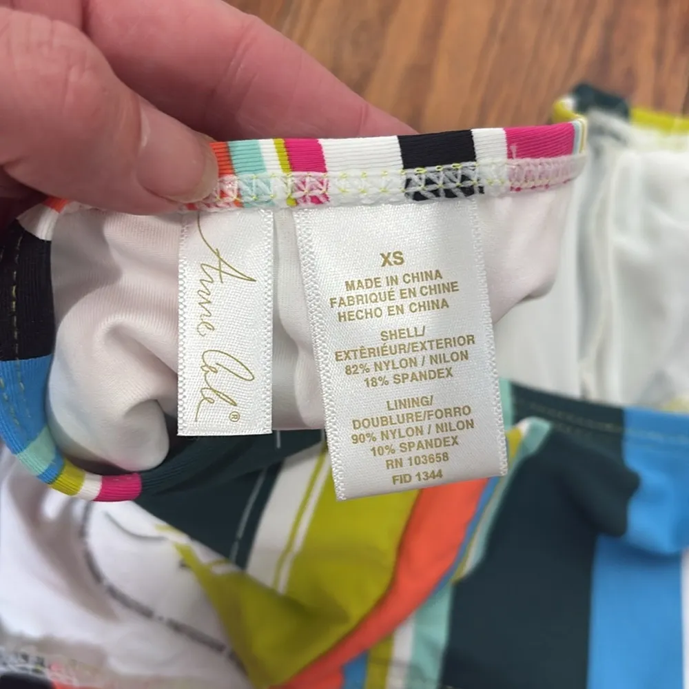 Anne Cole Clearwater Stripe‎ Bikini Set Halter Top Mid Rise Bottoms XS NWT - Image 6