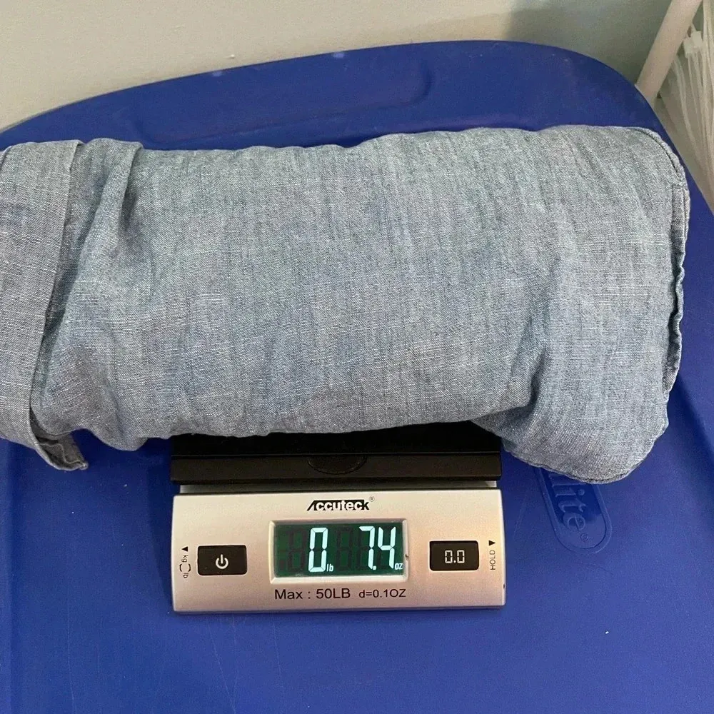 Madewell Denim Collarless Ruffle-Sleeve Shirt‎ Size Large B12 - Image 6