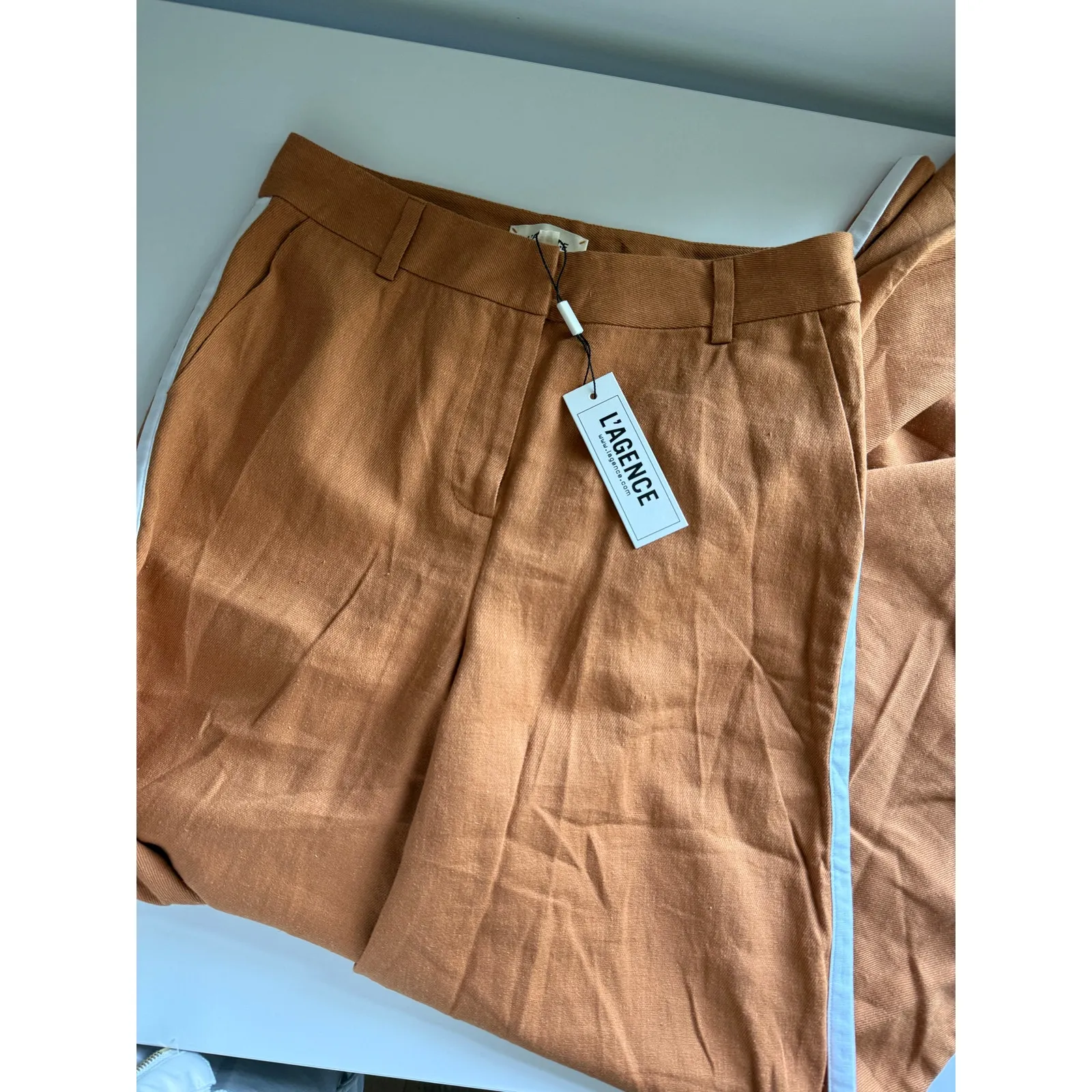 $525 New L’agence Linen Blend Gavin Wide Leg Trousers - Image 6