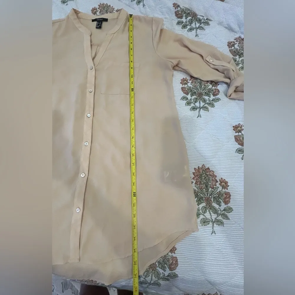 Forever 21 Light Tan Blouse Dress   Sheer  women large - Image 3