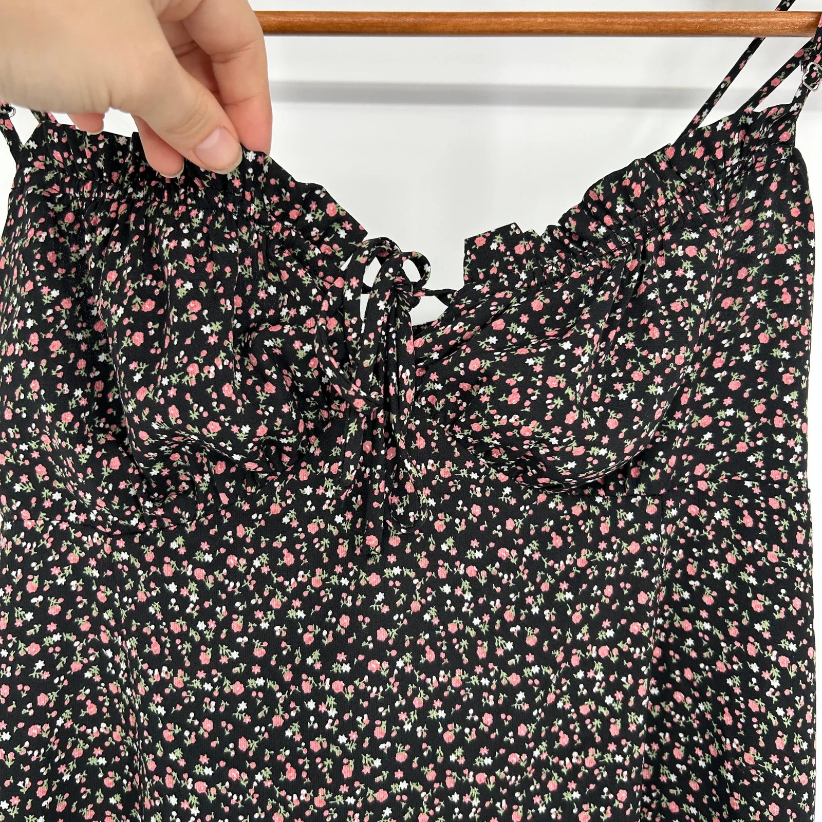 DRESS FORUM Babydoll Mini Dress Womens Medium Milkmaid Prairie Cottage Floral - Image 2