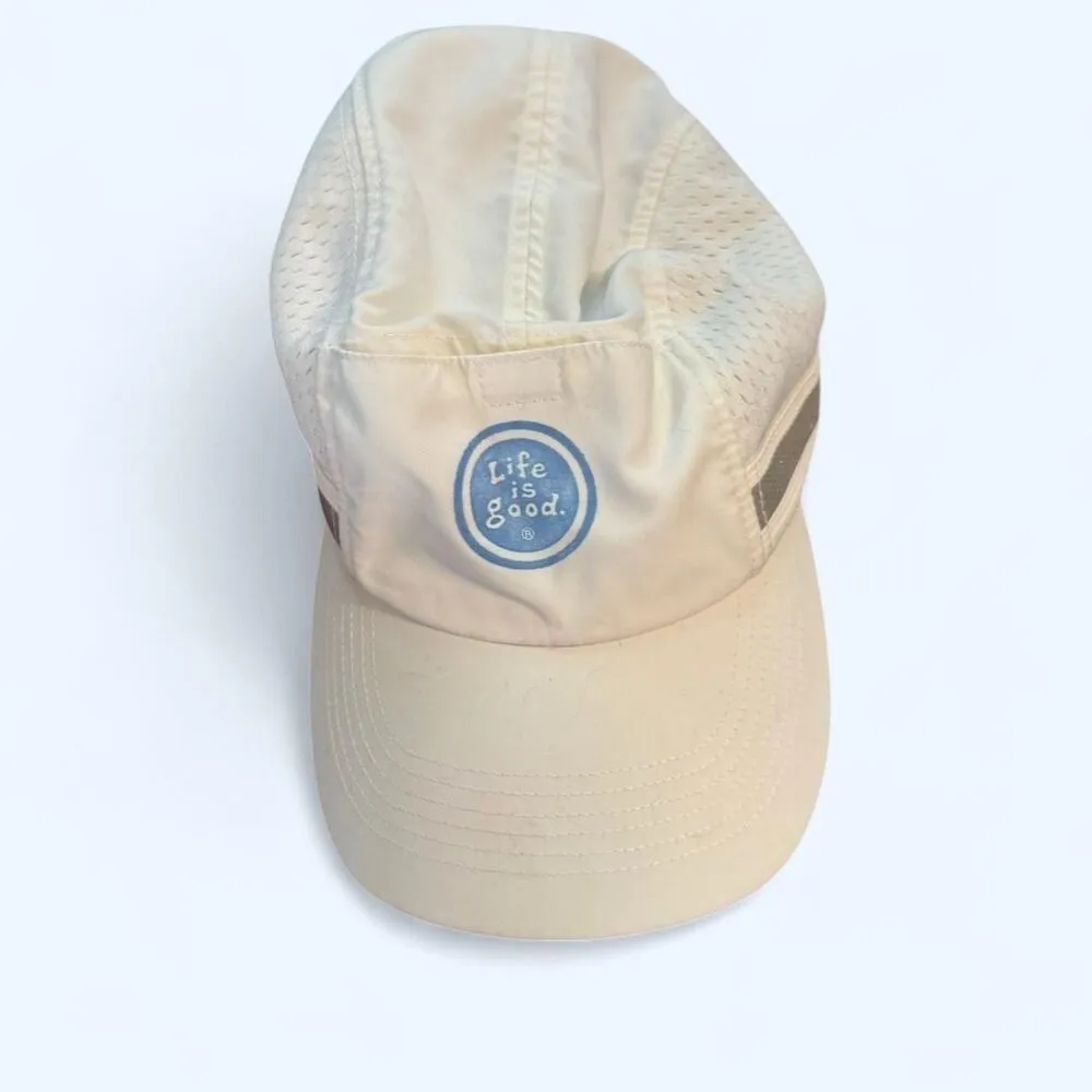Life is Good white adjustable reflective running/cycling hat with Velcro pocket - Image 8