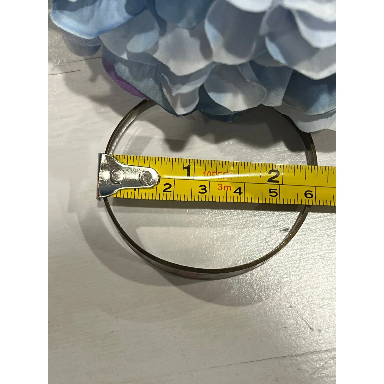 Bangle open cuff bracelet‎ brass toned hand painted - Image 5