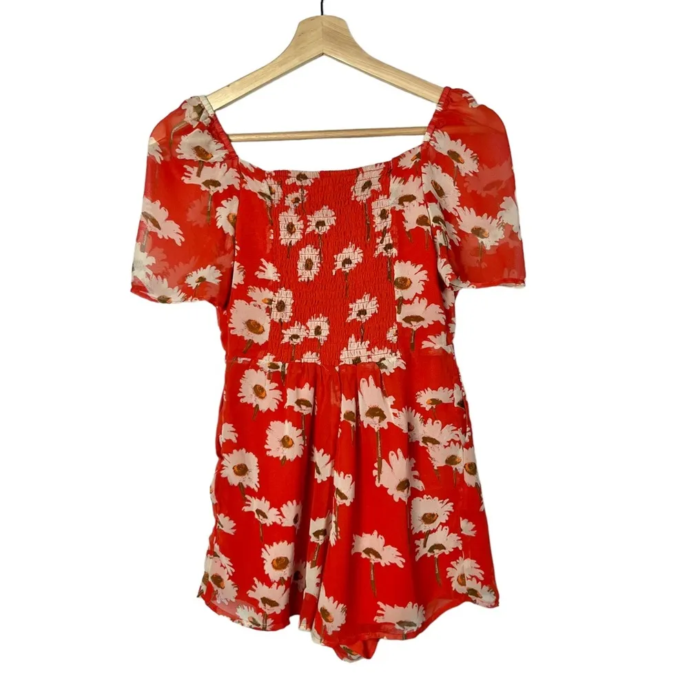Urban Outfitters UO Lula Red Floral Short Sleeve Romper XS - Image 51