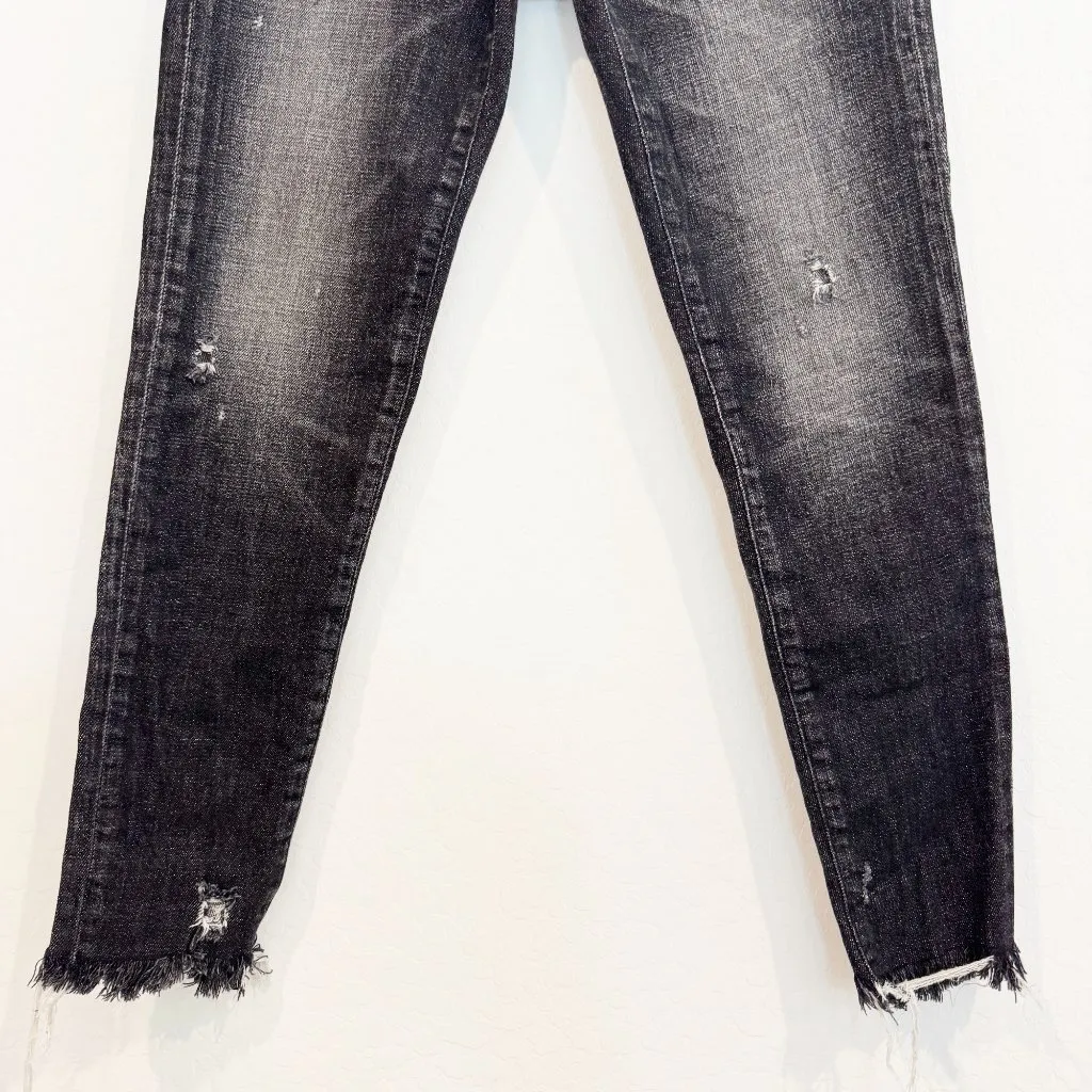 Moussy Denim Diana Distressed Raw Hem Skinny Leg Jeans Faded Black Japan Size 25 - Image 4