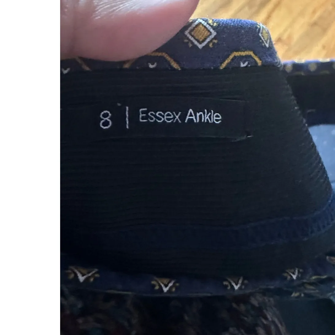 Talbots Essex Ankle Pants – Blue & Gold Geometric Print, Classic Fit - Image 7